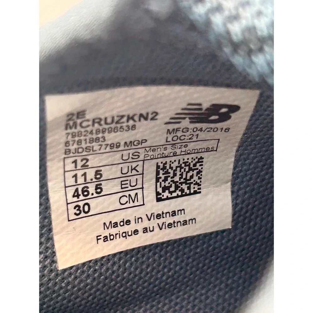 New Balance Cruz V2 Knit‎ Men's Running Shoes Sneakers Blue Gray Size 12